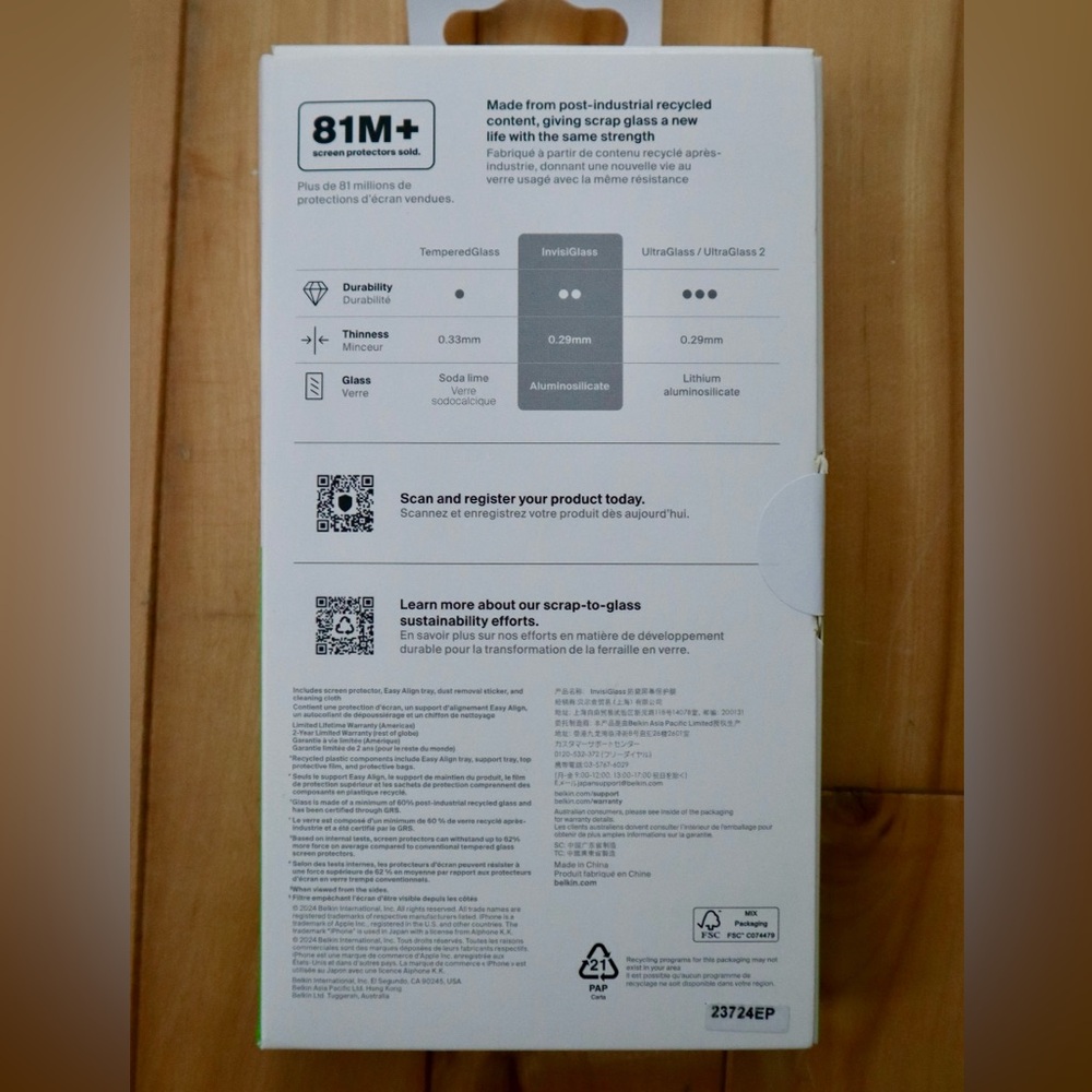 belkin ScreenForce InvisiGlass Privacy Screen Protector (iPhone 14 pro, 15, 16) - Picture 4 of 5